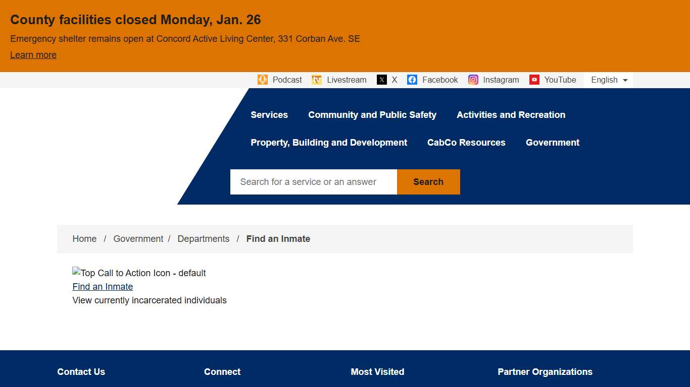 Find an Inmate Cabarrus County